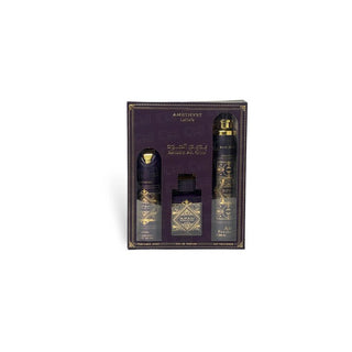 Lattafa perfumes Bade'e Al Oud Amethyst Dárková sada EDP 100 ml, deospray 200 ml a Air Freshener 300 ml 100ml