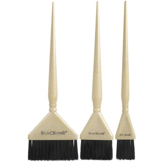 Ponik`s Poniks BPZ002 Set di pennelli per tintura per capelli glitter oro, 3 pezzi