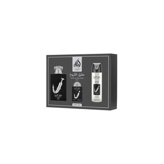 Lattafa perfumes Ishq Al Shuyukh Silver Set regalo EDP 100 ml, deodorante spray 200 ml e EDP 20 ml 100ml
