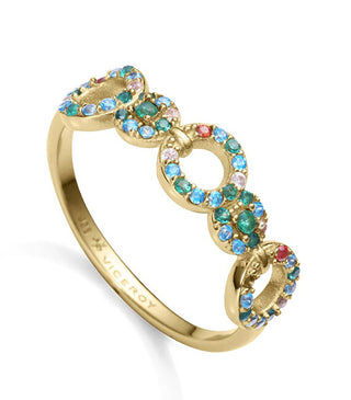 Viceroy Anello Placcato Oro Con Zirconi Colorati Elegante 15120A010-39 - Circuito: 50 Mm