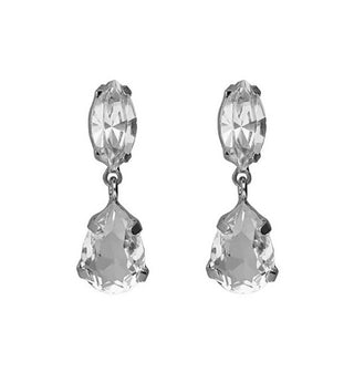 Victoria Cruz Sparkling Silver Drop Earrings With Light Crystals A5536-07Ht 