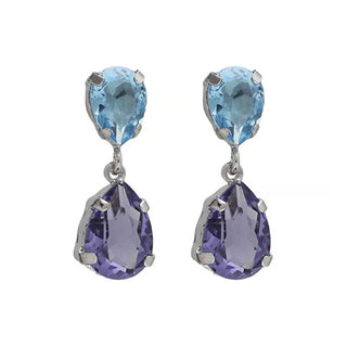 Victoria Cruz Orecchini Pendenti Eleganti Con Cristalli Blu Glory A4905-12Ht