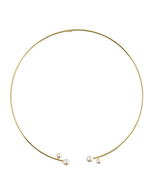 Victoria Cruz Collana Placcata Oro Massiccio Con Perle Sera A5557-00Dg
