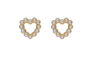 Victoria Cruz Orecchini Placcati Oro Cuori Con Perle Sera A5574-00Dt