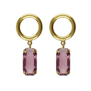 Victoria Cruz Orecchini Pendenti Con Cristalli Color Vino Placcati Oro Inspire A4682-28Dt