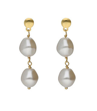 Victoria Cruz Orecchini Pendenti Placcati Oro Con Perle Sintetiche Sera A5560-00Dt
