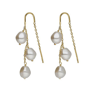 Victoria Cruz Orecchini Pendenti Placcati Oro Con Perle Sintetiche Sera A5561-00Dt