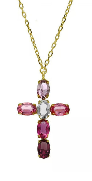 Victoria Cruz Collana Da Donna Placcata Oro Croce Con Cristalli Harmony A4691-11Dg