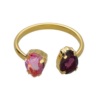 Victoria cruz Gold Plated Open Anello with Pink Glory Crystals A4904-26DA - Circuit: 52 mm