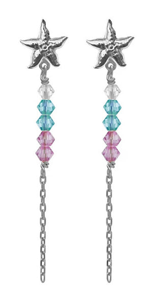 Victoria Cruz Orecchini Lunghi A Forma Di Stella In Argento Con Cristalli Bliss A4849-Mht