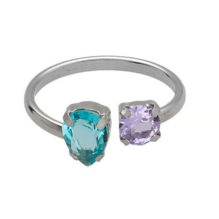 Victoria cruz Silver Bay Crystal Open Anello A4896-15HA - Circuit: 58 mm
