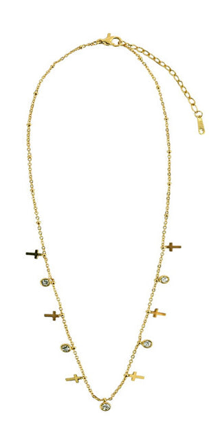 Victoria walls Gold-plated Collana con crosses e crystals VWN260810G