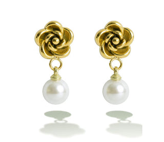 Victoria walls Gold-plated flower Orecchini with artificial pearl VWE260764G