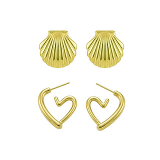 Victoria walls Set of gold-plated Orecchini Shells e Hearts VWS260870G (2 pairs)