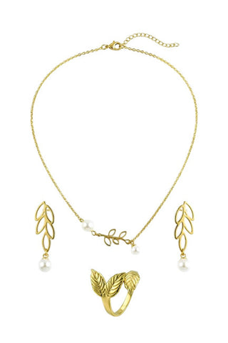Victoria walls Gold-plated jewelry set VWS260847G (Collana, Orecchini, open Anello)
