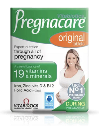 Vitabiotics Pregnacare Original Acido Folico Vitamina D Zinco Ferro Supporta la salute riproduttiva e la crescita dei tessuti materni Vitamine 30 pz