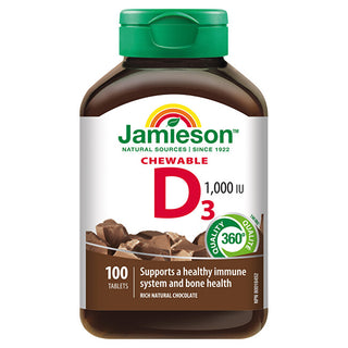 Jamieson Vitamin D3 1000 IU - Chocolate 100 compresse per sucking