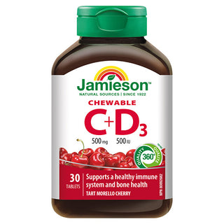Jamieson Vitamins C e D3 500 mg/500 IU - Cherry 30 compresse