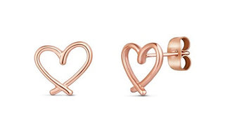 Vuch Orecchini Minimalisti In Bronzo Con Cuore In Oro Rosa Emery