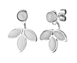 Vuch Orecchini Moderni In Acciaio Con Turchese Bianco 2In1 Moon Lilies Earrings