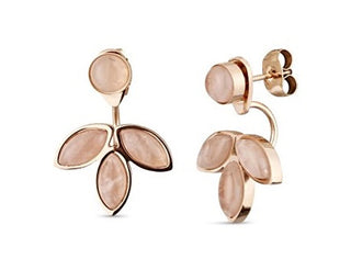 Vuch Pendientes Modernos Chapados en Oro con Cuarzo Rosa 2In1 Pendientes Rose Lilies 