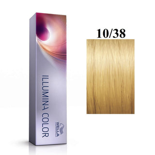 Wella Profesionální permanentní barva na vlasy Illumina Color 10/38 Světlá blond brilantní zlatavě modrá 60 ml