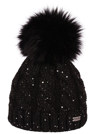 Capu Cappello Invernale Nero con brillantini