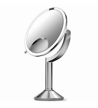 Sensor TRIO Wiederaufladbarer Kosmetikspiegel mit Touch-Bedienung und LED-Beleuchtung, 1-fache / 5-fache / 10-fache Vergrößerung - Schirm: Gebürsteter Edelstahl
